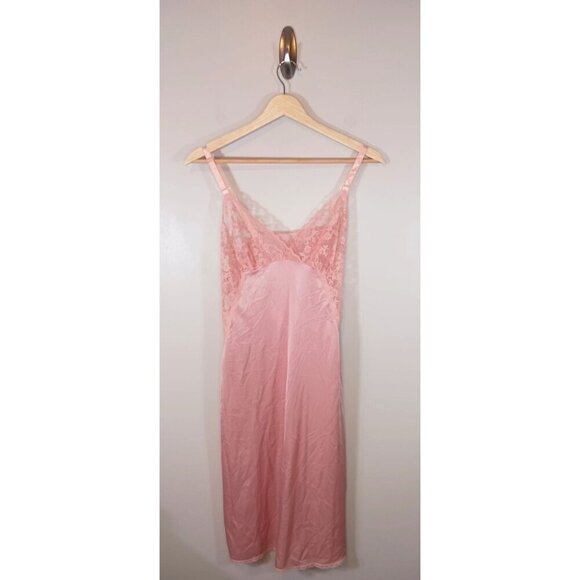 No Brand Other - Vintage Boudoir Lace Chemise Pink Feminine Demure One Size